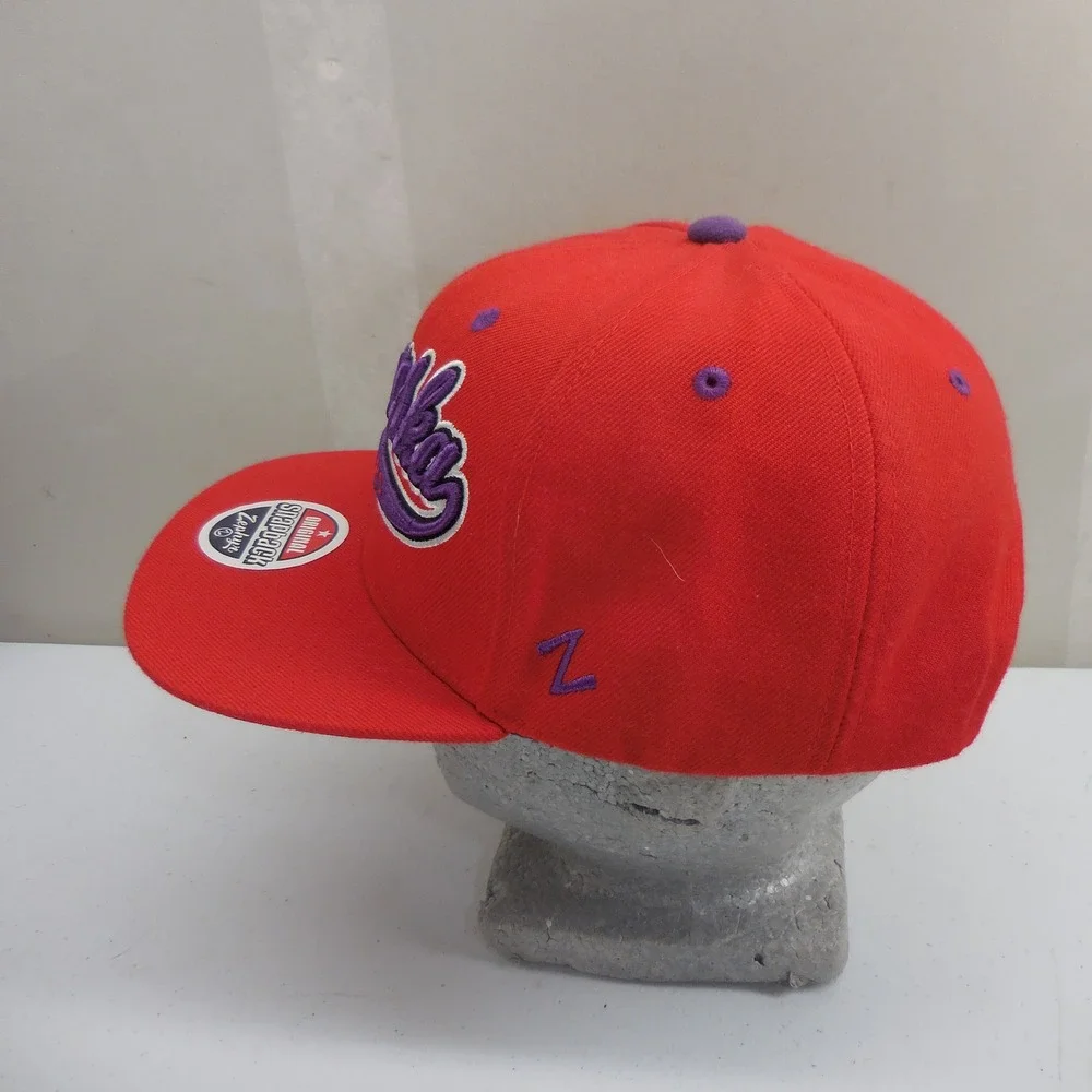 Zephyr Nebraska Huskers Snapback Hat Red‎ Purple Script Logo Flat Brim Cap Mens